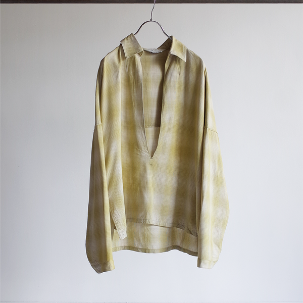 OMBRE CHECK PULLOVER SHIRT(YELLOW) – ANCELLM