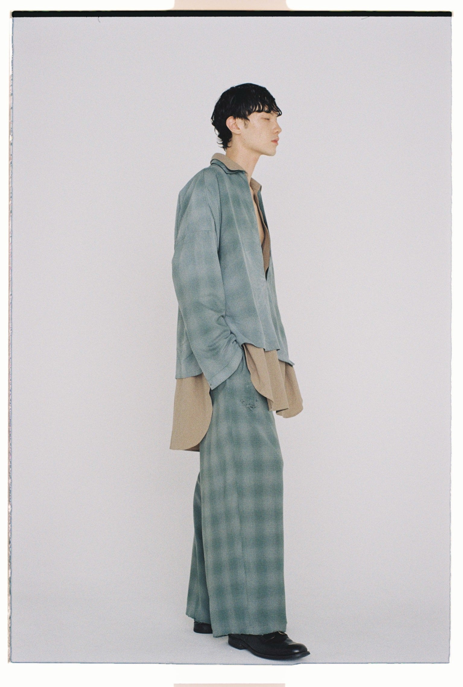 OMBRE CHECK PULLOVER SHIRT(GREEN) – ANCELLM