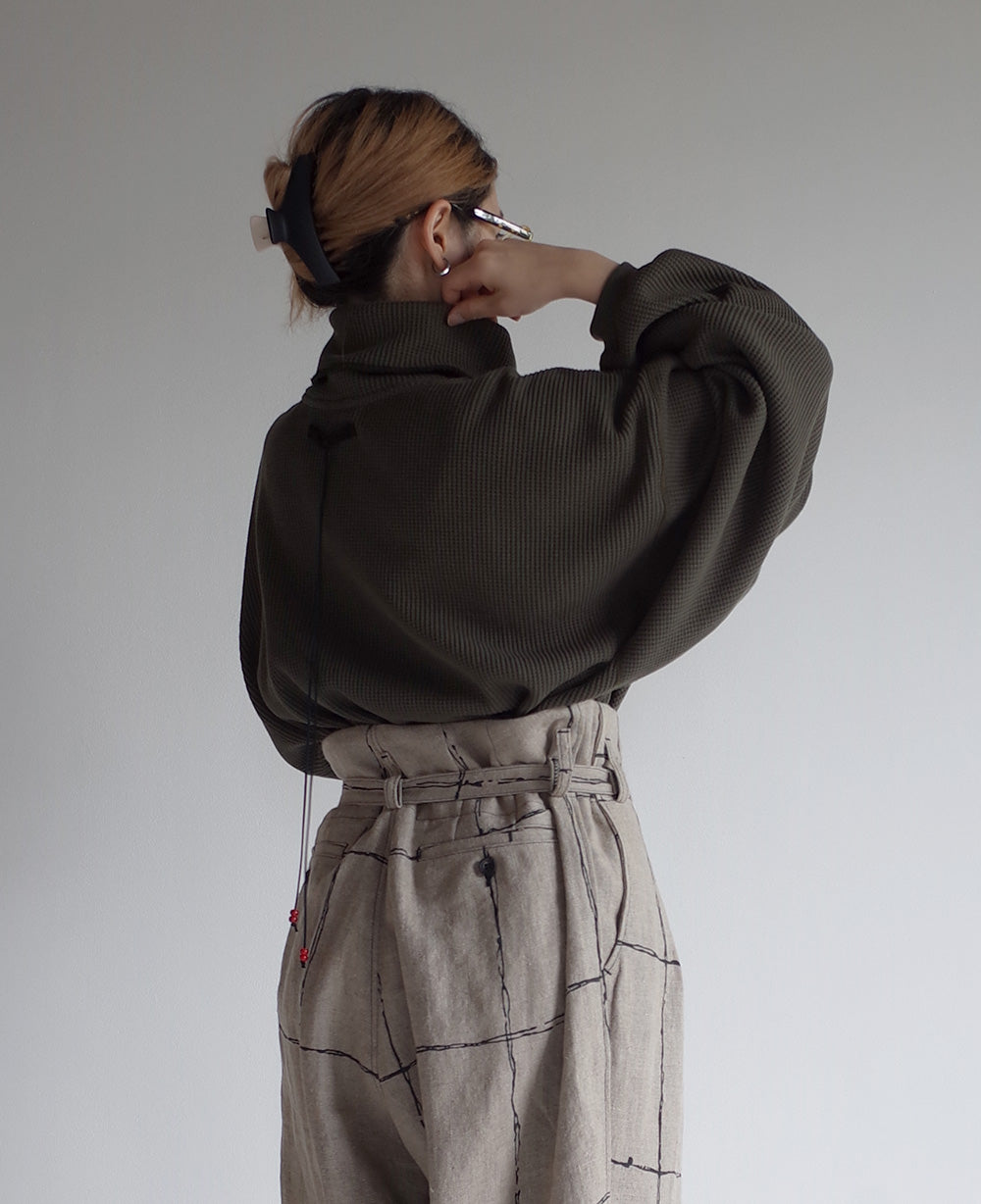 TURTLENECK WAFFLE OVERSIZED LS(KHAKI)