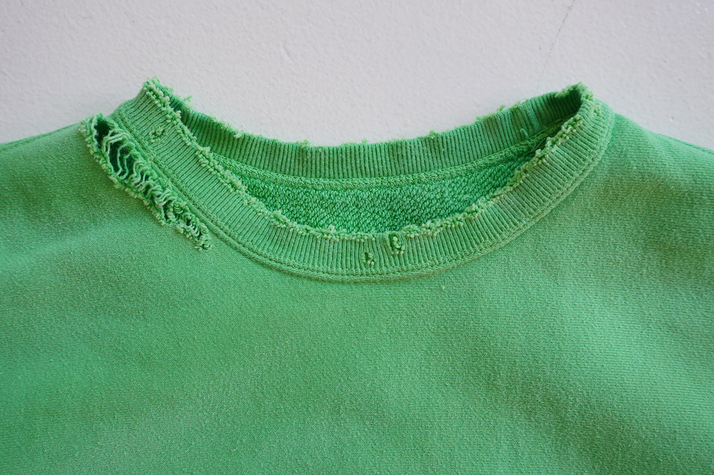 DYED DAMAGE SWEAT SHIRT(PISTACHIO)