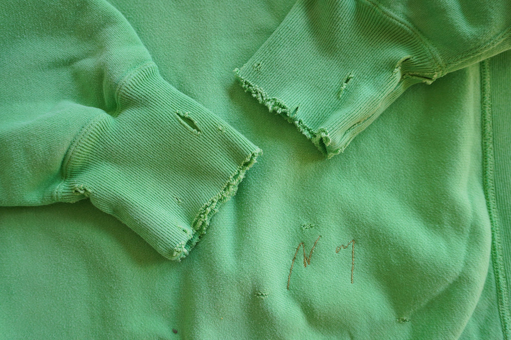 DYED DAMAGE SWEAT SHIRT(PISTACHIO)