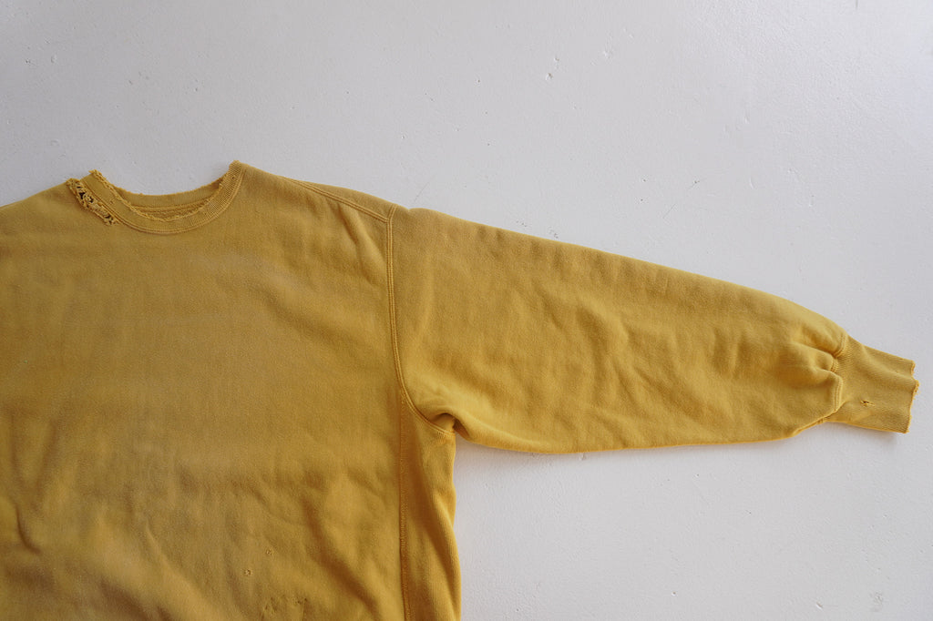 DYED DAMAGE SWEAT SHIRT(MUSTARD)