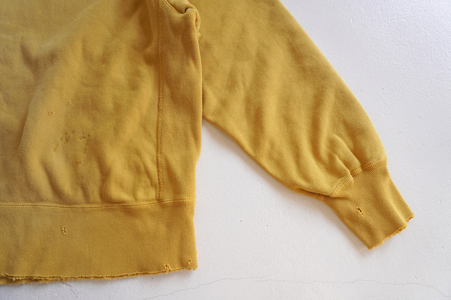 DYED DAMAGE SWEAT SHIRT(MUSTARD)