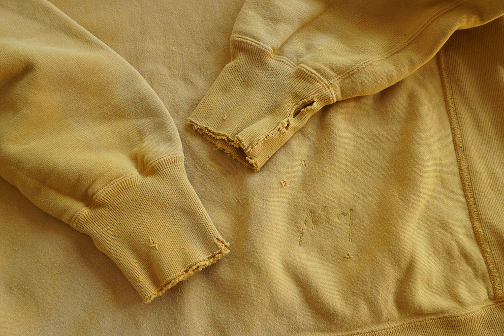 DYED DAMAGE SWEAT SHIRT(MUSTARD)