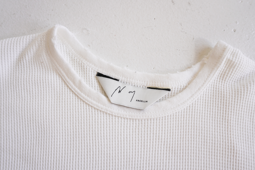 DAMAGE WAFFLE CREW LS T-SHIRT(WHITE) – ANCELLM DAMAGE WAFFLE CREW LS T-SHIRT(WHITE) – ANCELLM