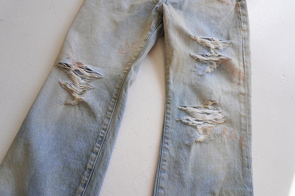 CRASH SELVEDGE SHOE CUT 5P DENIM PANTS – ANCELLM CRASH SELVEDGE SHOE CUT 5P DENIM PANTS – ANCELLM
