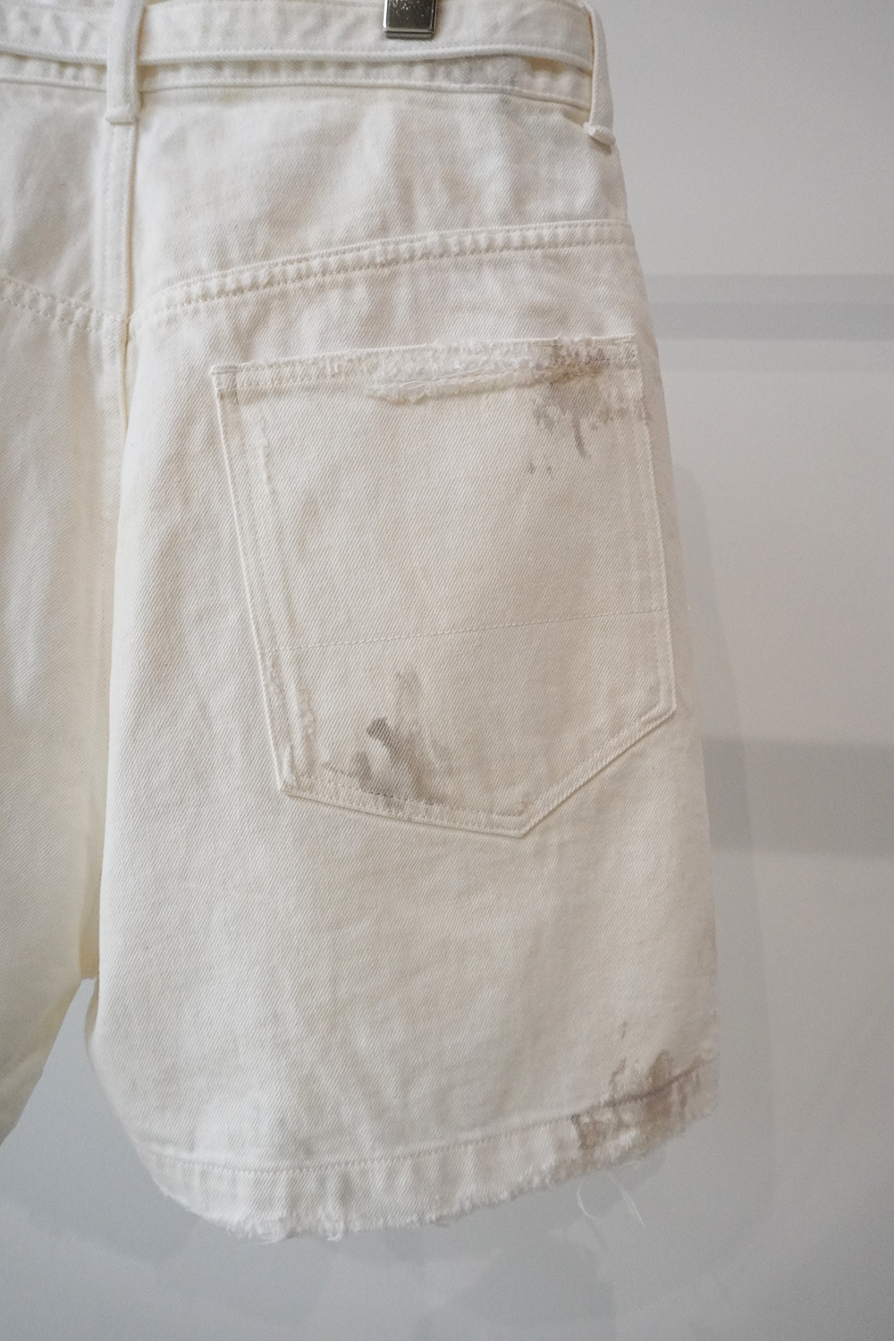 CRASH DENIM SHORTS(WHITE)