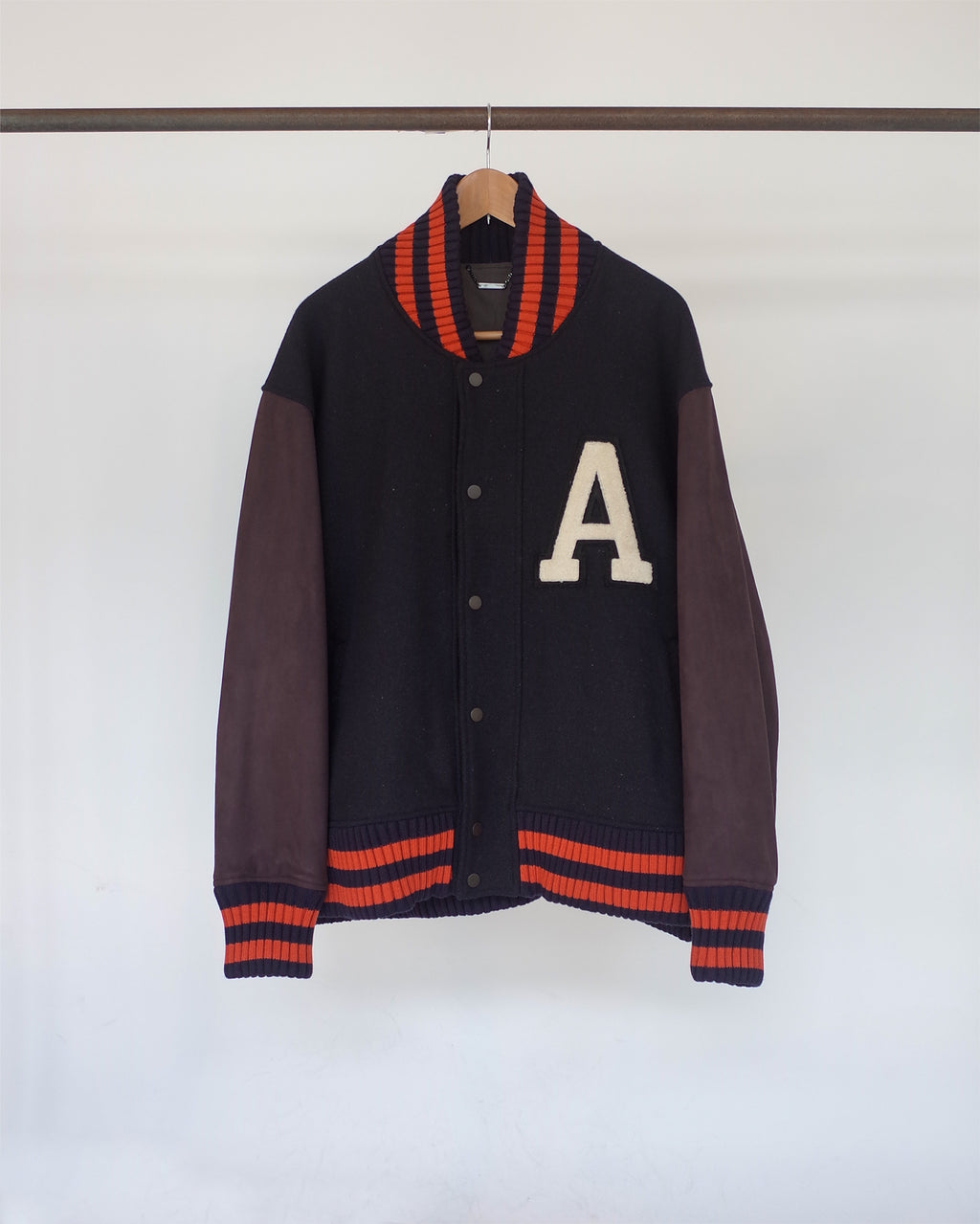 SIDE SLIT VARSITY JACKET(NAVY) – ANCELLM