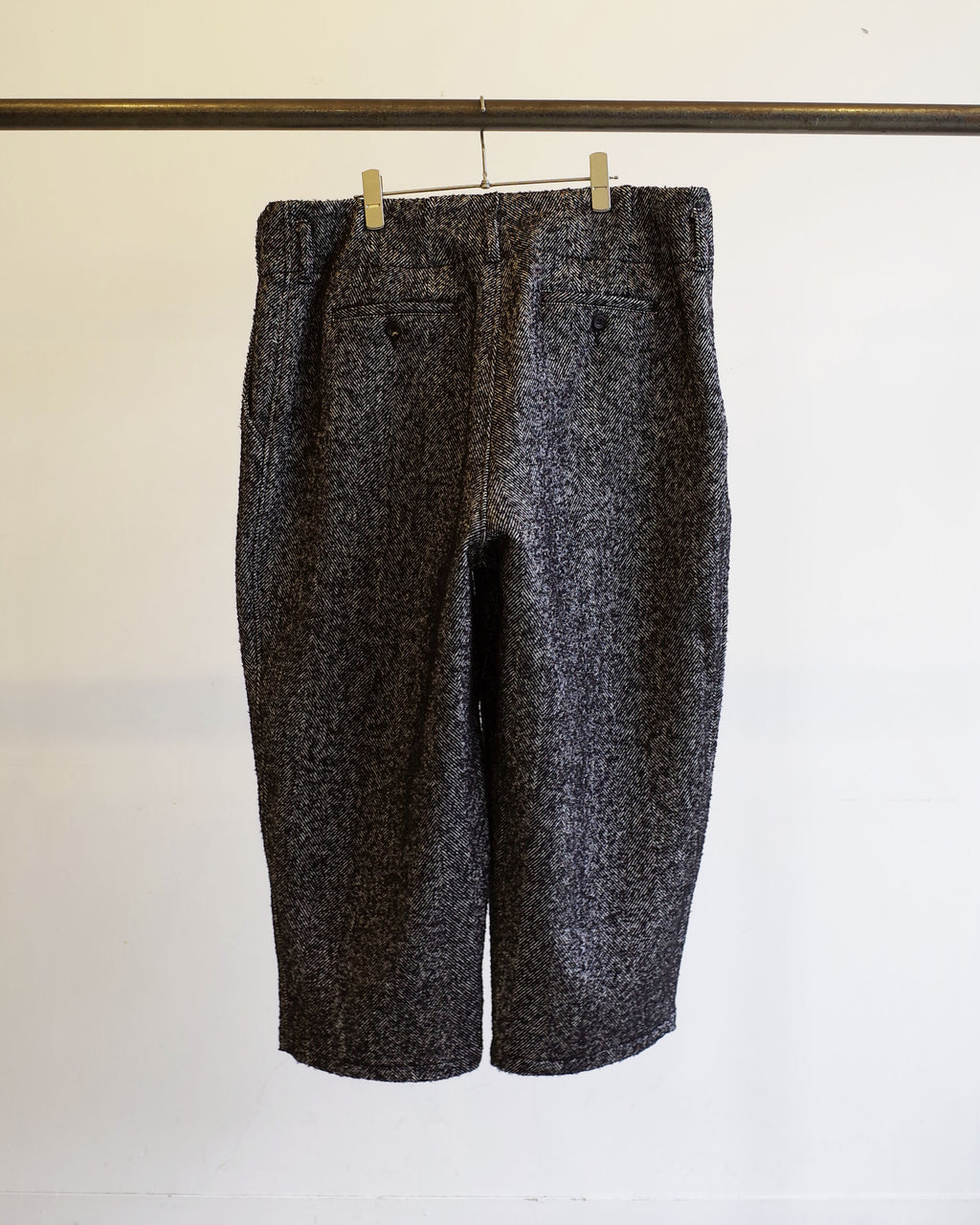 WOOL HERRINGBONE WIDE PANTS