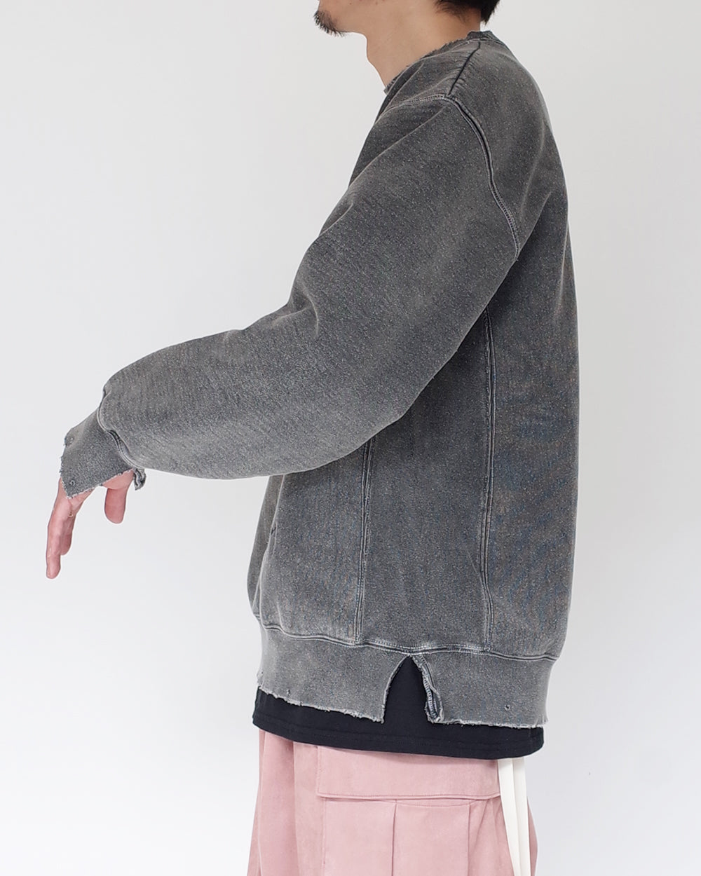 【Ancellm】DAMAGE SWEAT SHIRT L.BLACK DAMAGE SWEAT SHIRT(L.BLACK) – ANCELLM