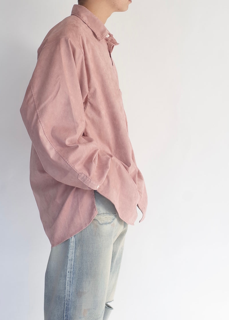 FAKE SUEDE OVER SIZE LS SHIRT(PINK) – ANCELLM