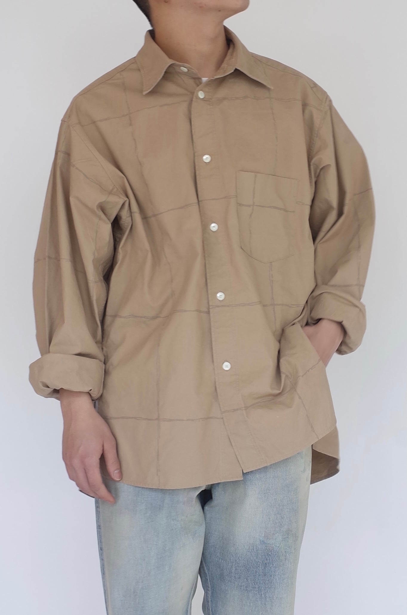 DRAWING CHECK OVER SIZE LS SHIRT