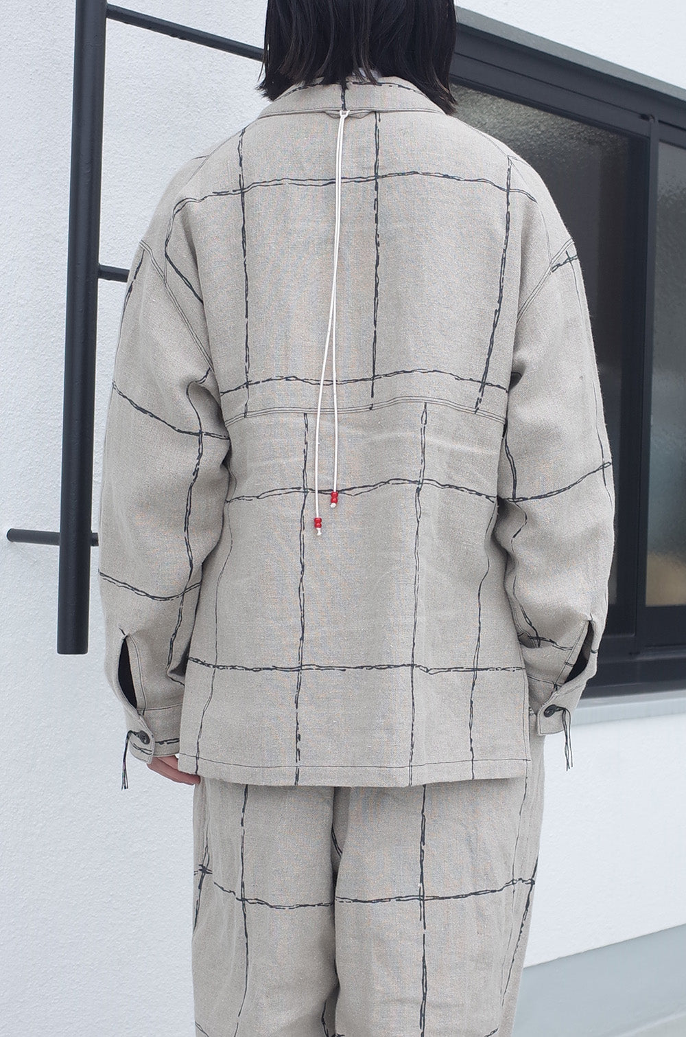 DRAWING CHECK LINEN COVERALL