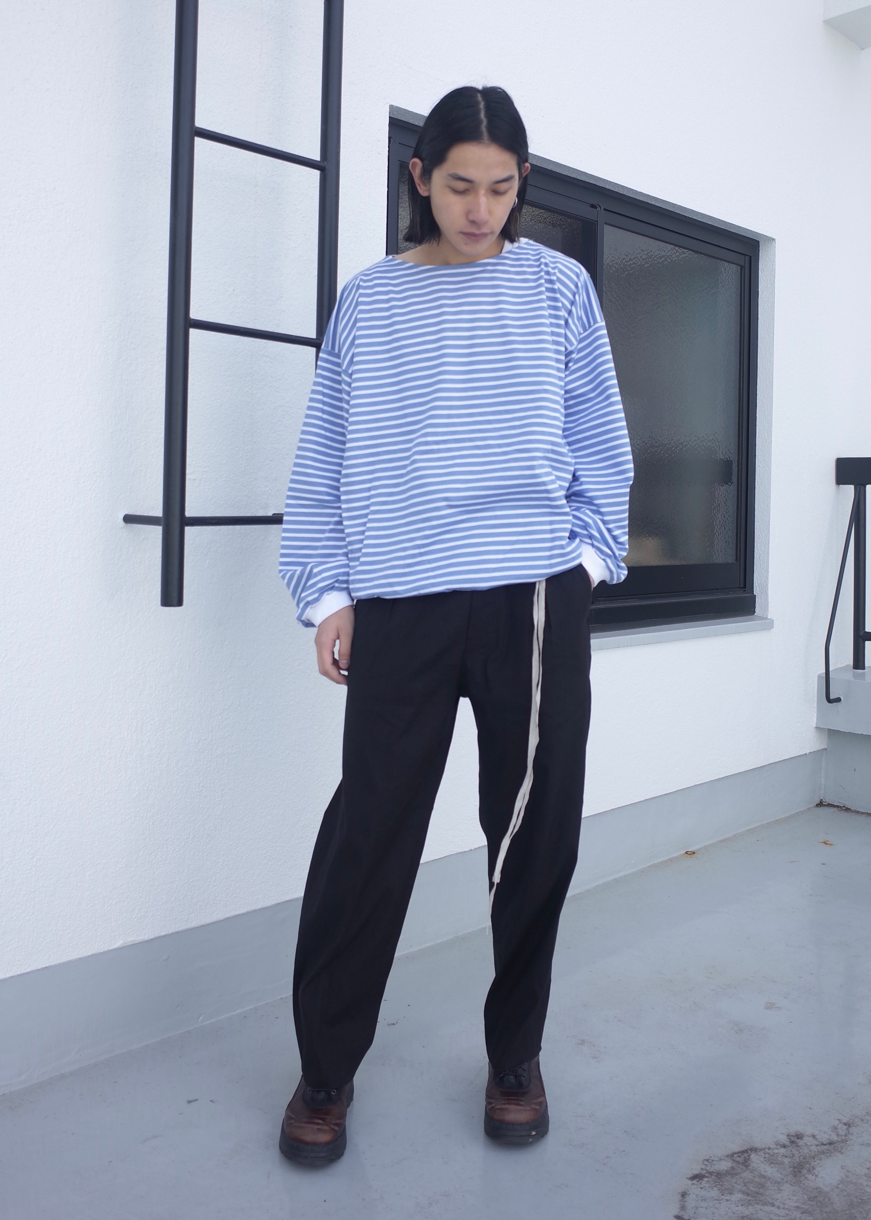 BOAT NECK OVER LS(BLUEWHITE) – ANCELLM