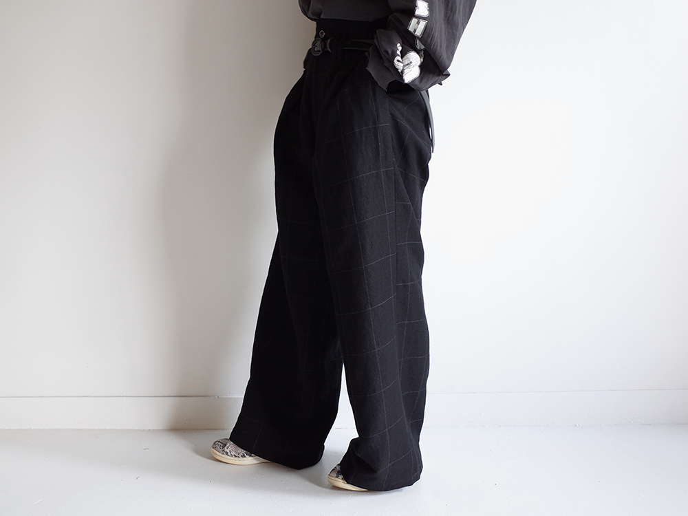 WINDOWPANE LONG LENGTH PANTS(BLACK)