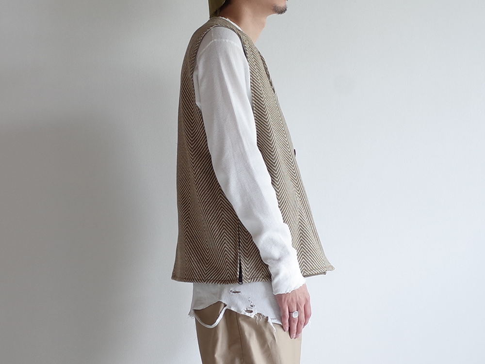 HERRINGBONE OVER VEST(KHAKI)