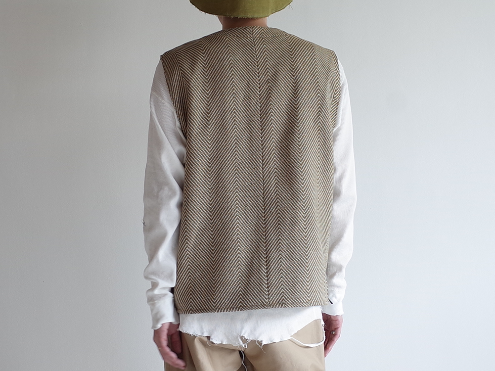 HERRINGBONE OVER VEST(KHAKI)