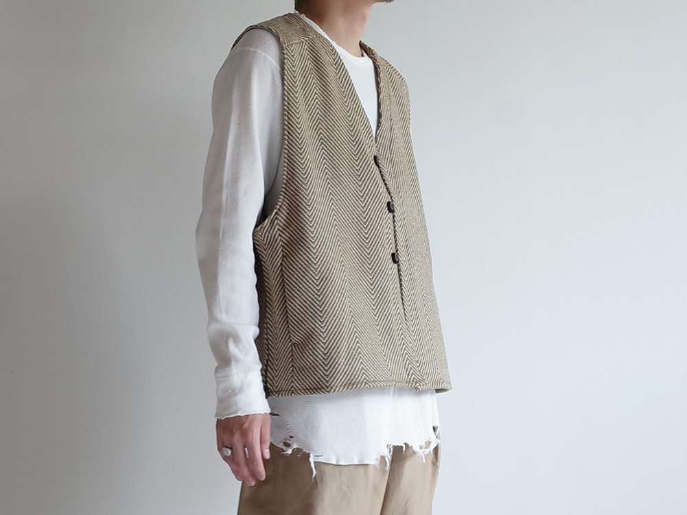 HERRINGBONE OVER VEST(KHAKI)