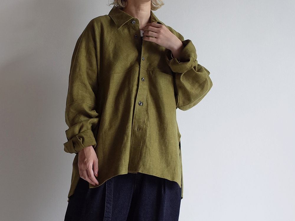 LINENSUEDE KIMONO SHIRT(GREEN)