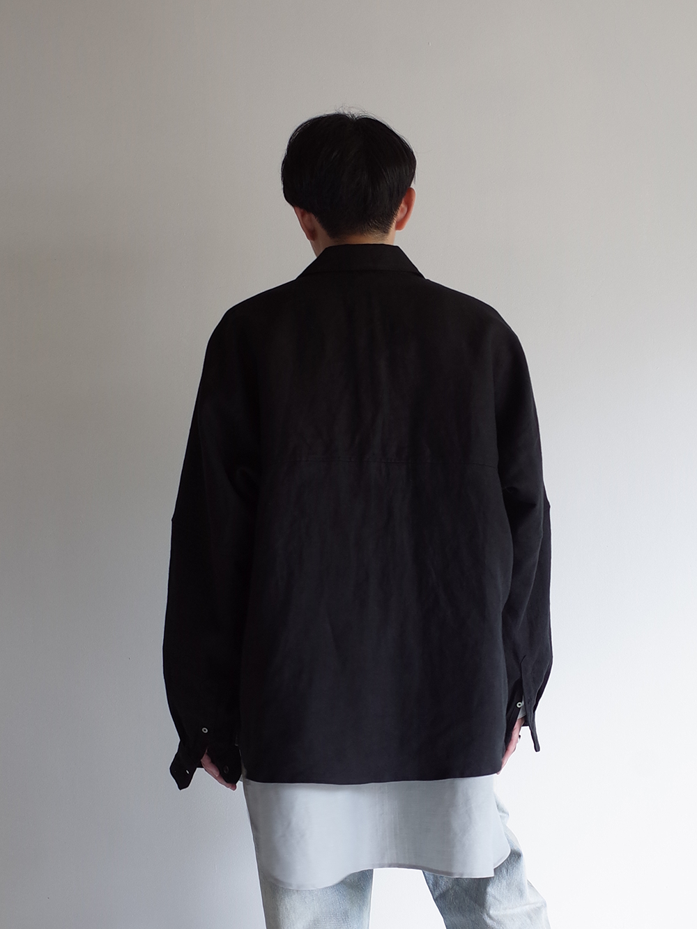 LINENSUEDE KIMONO SHIRT(BLACK)