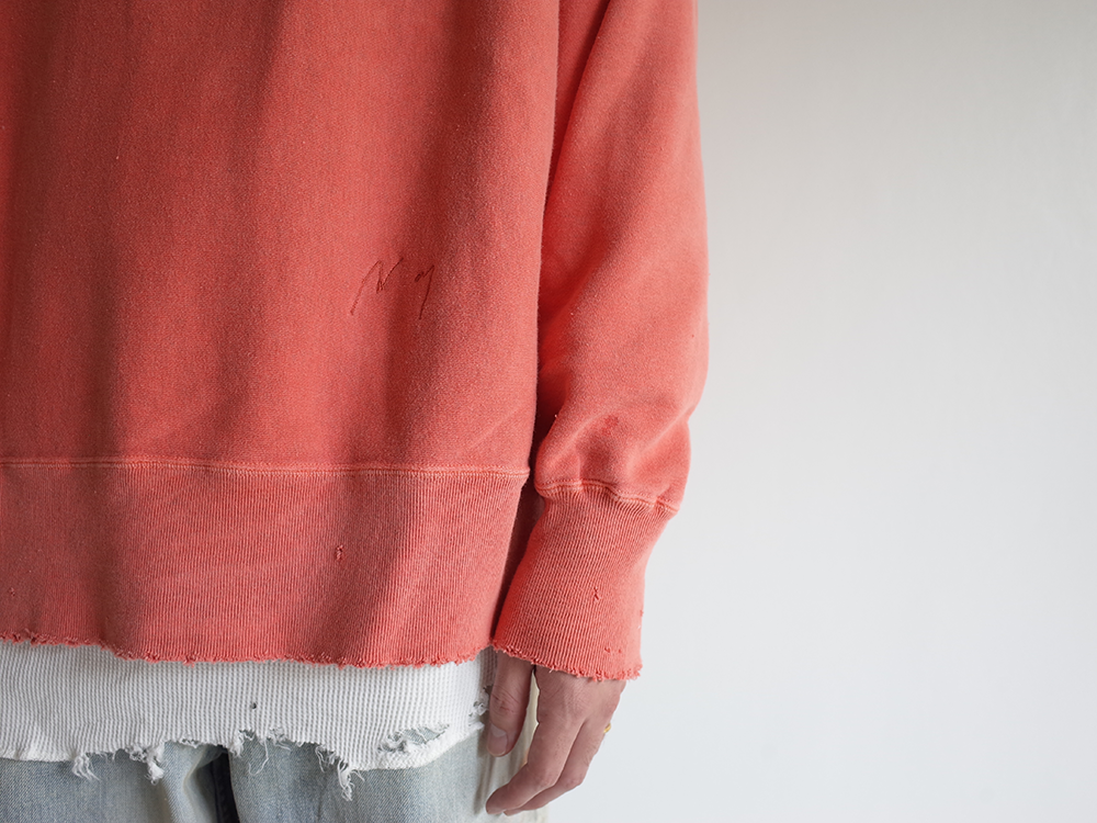 トップス ancellm wism EX damage sweat red pink DAMAGE SWEAT SHIRT(RED) – ANCELLM