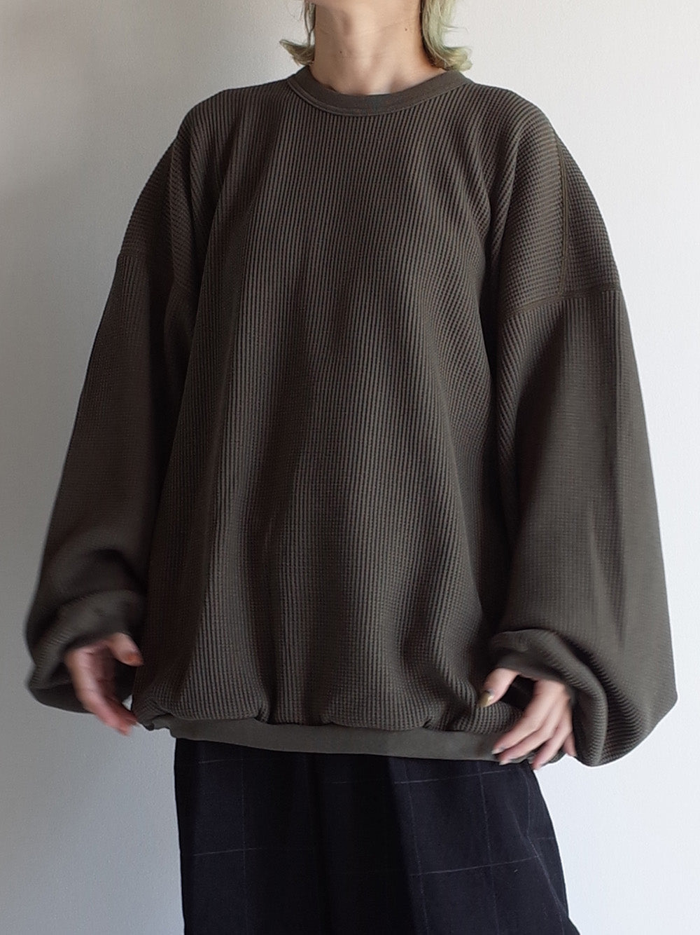 WAFFLE OVERSIZED LS(KHAKI)