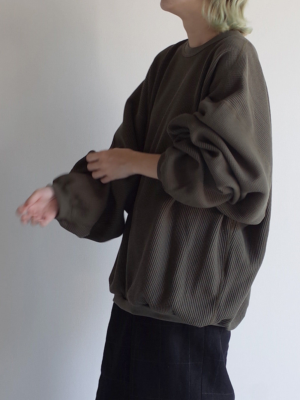 WAFFLE OVERSIZED LS(KHAKI)