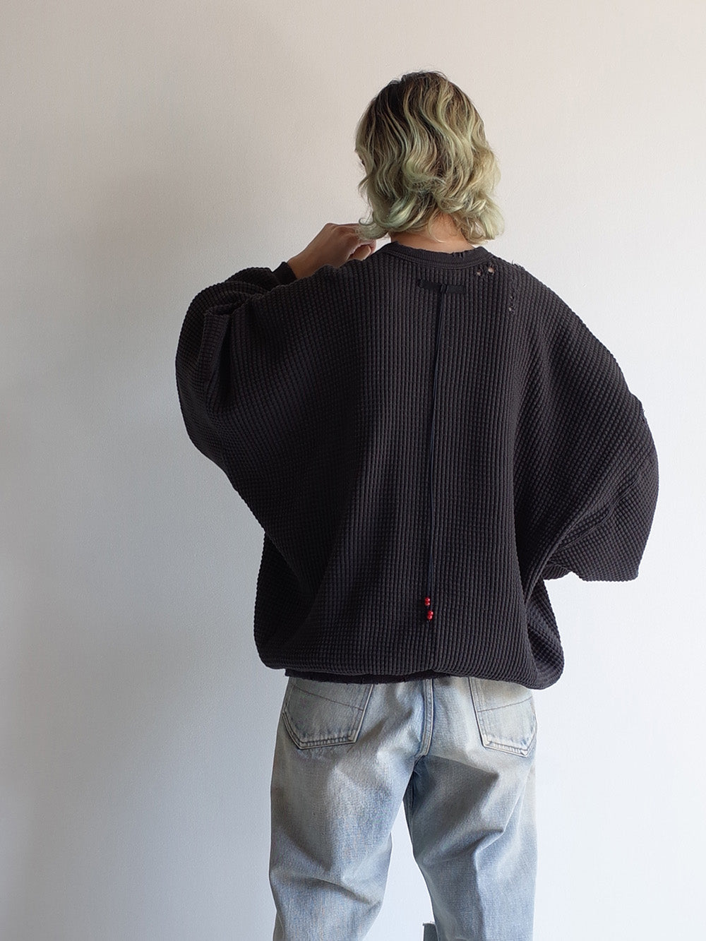 トップス ANCELLM 23AW DAMAGE HEAVY WAFFLE DAMAGE HEAVY WAFFLE OVERSIZED LS – ANCELLM
