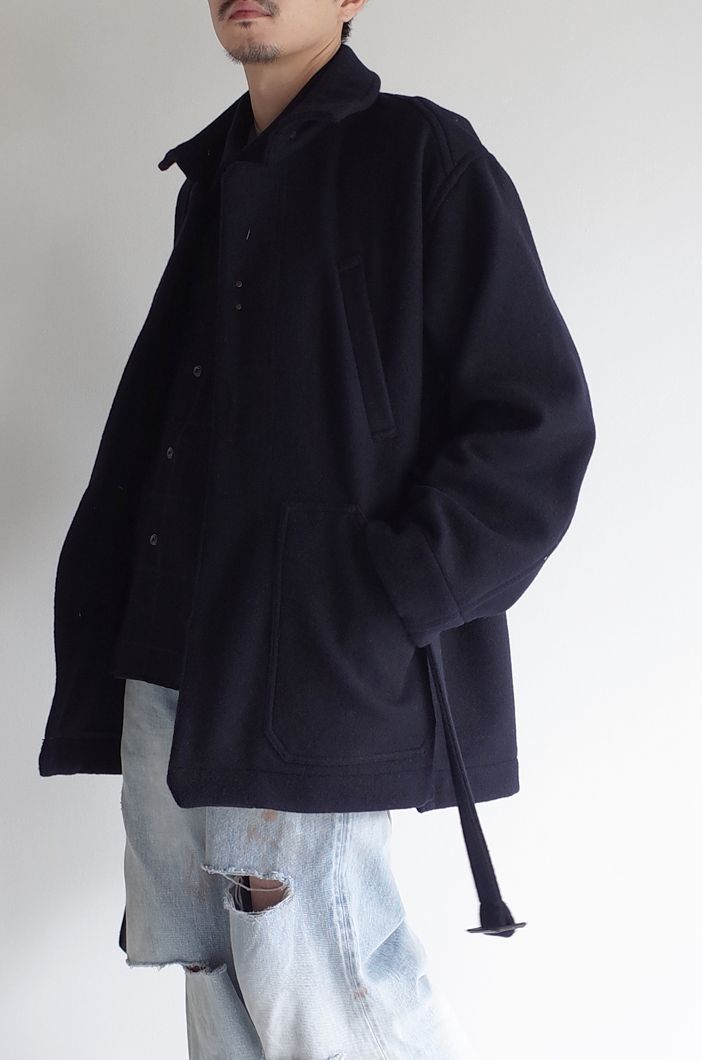 MELTON HALF LENGTH JACKET(NAVY) – ANCELLM MELTON HALF LENGTH JACKET(NAVY) – ANCELLM