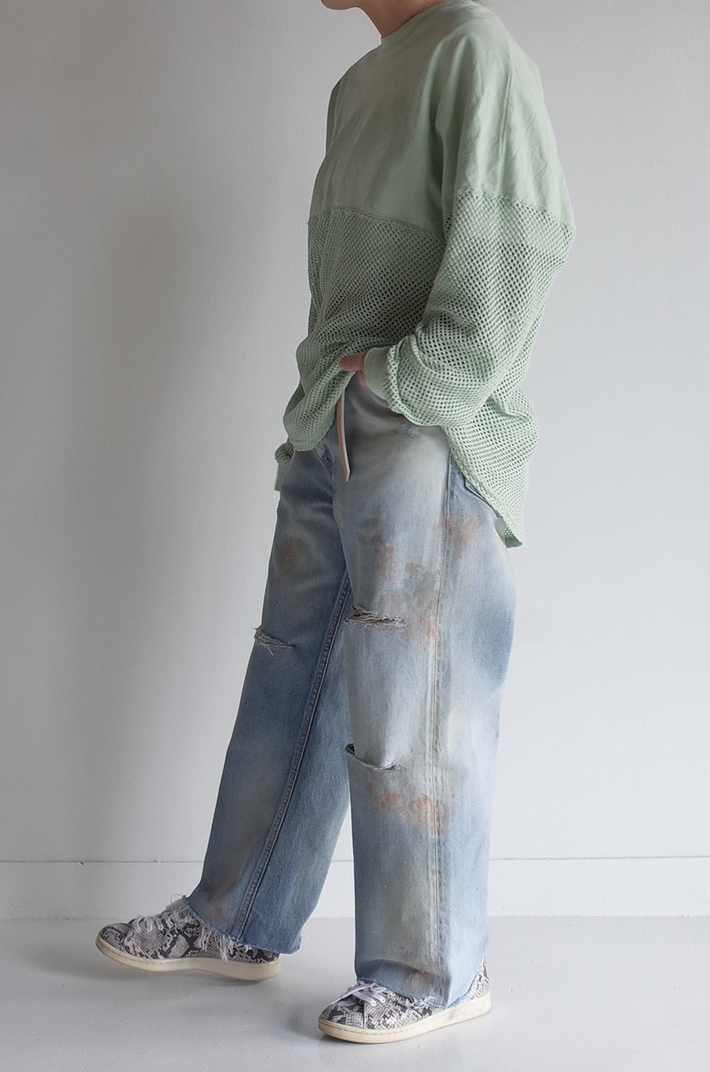 DAMAGE SELVEDGE DENIM STRAIGHT 5P PANTS