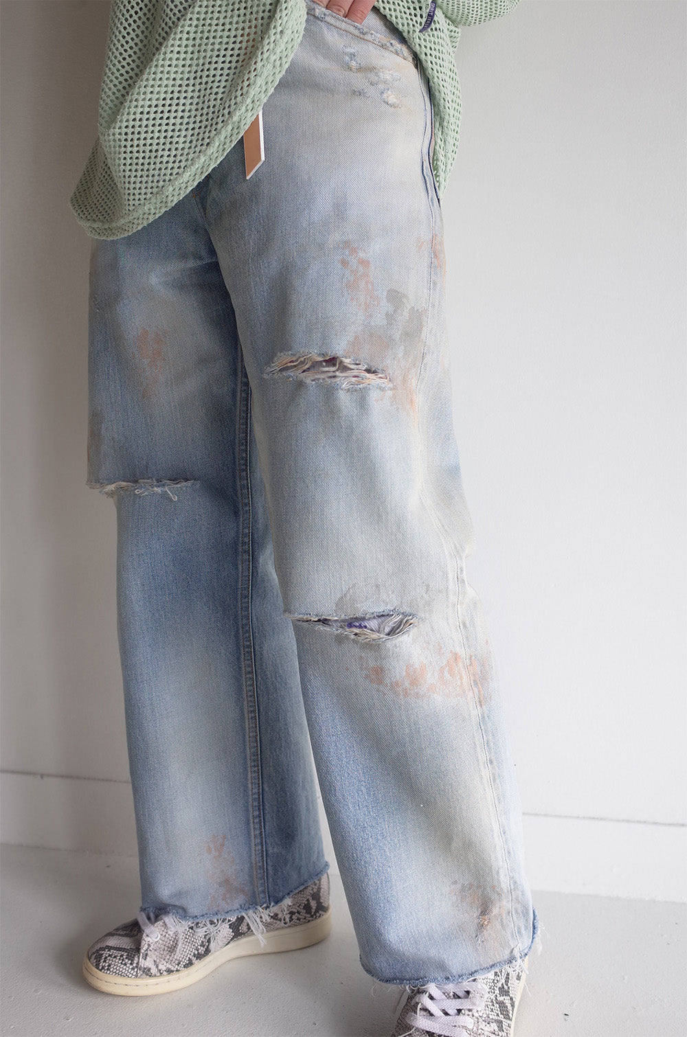 DAMAGE SELVEDGE DENIM STRAIGHT 5P PANTS