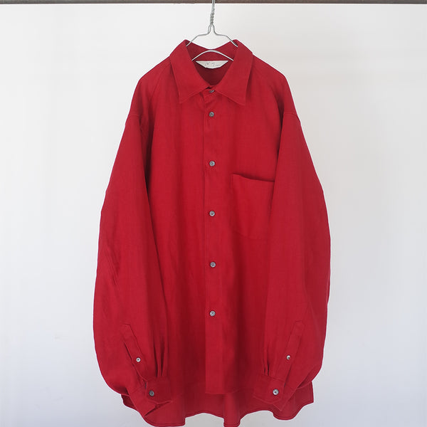 LINENSUEDE OVERSIZED LS SHIRT(RED)