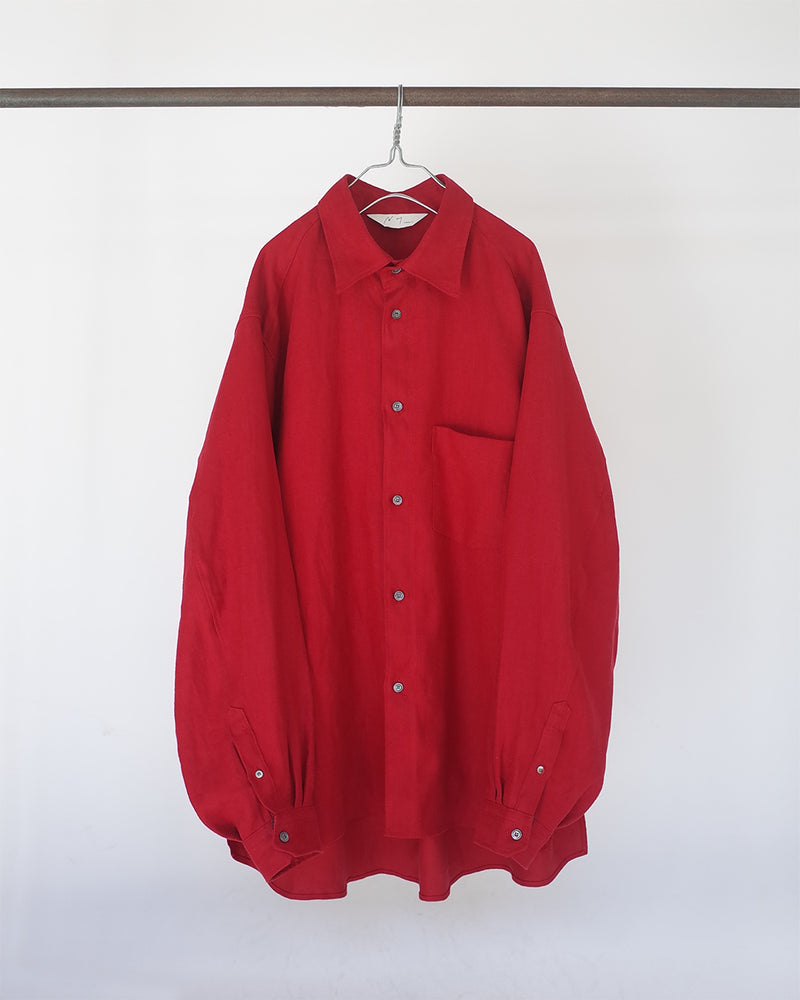 LINENSUEDE OVERSIZED LS SHIRT(RED)