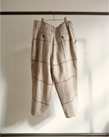 DRAWING CHECK LINEN WIDE PANTS