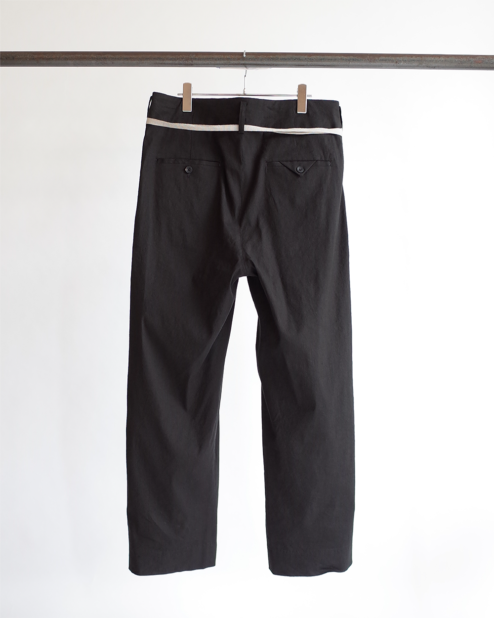 LINEN VISCOSE STRAIGHT SLACKS(BLACK)