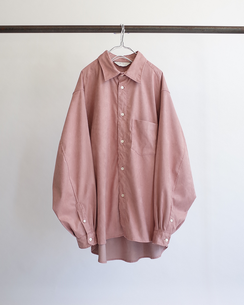 FAKE SUEDE OVER SIZE LS SHIRT(PINK)
