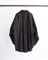 FAKE SUEDE OVER SIZE LS SHIRT(BLACK)
