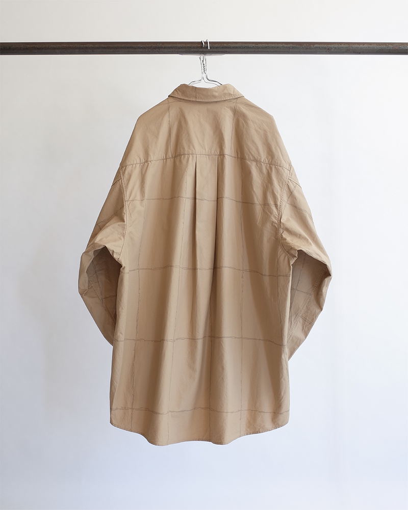 DRAWING CHECK OVER SIZE LS SHIRT